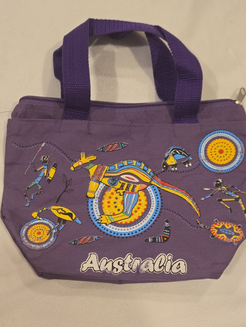 Australia Purple Canvas Tote Bag with Aboriginal Artwork